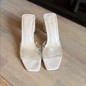 Zara Women's Cream Heeled Mules